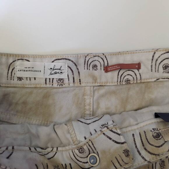 Anthropologie Hannah Leathers Rainbow High Rise Shorts Colorful Pilcro Hippie 32 - Picture 7 of 7